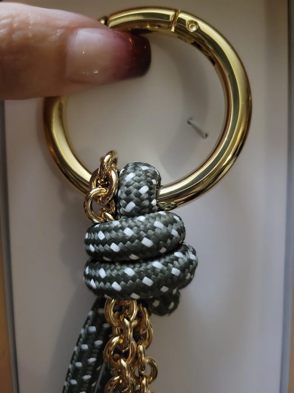 Michael Kors Novelty Gold Tone and Speckled Green Cord Bag Charm